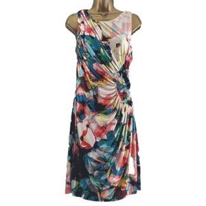 Suzi Chin Floral Asymmetric Dress 10 Ruched Formal Church Wedding Resort Cruise